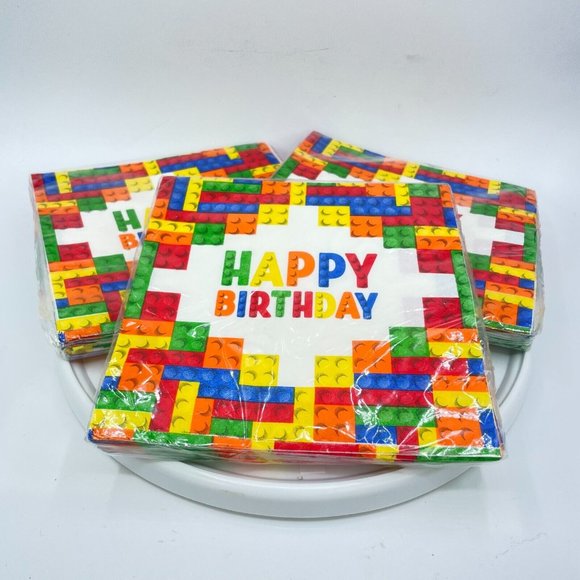 Building Block Birthday Party Lot Table Cover Centerpieces Napkins Loot Bags - Picture 6 of 11